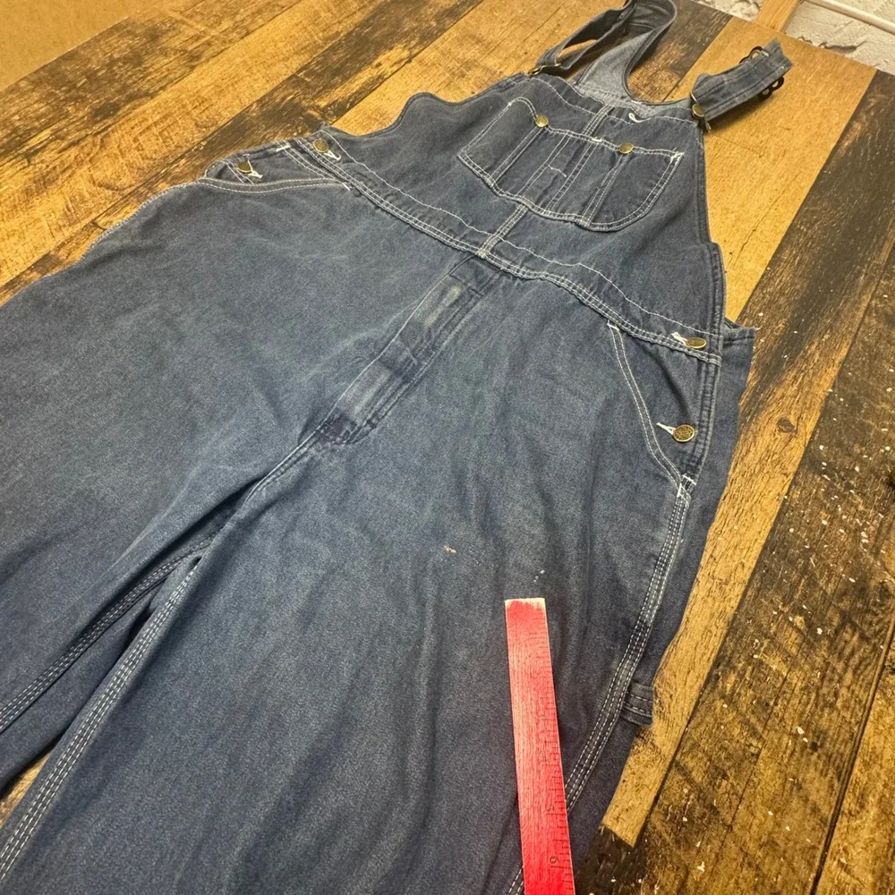 Roebucks Denim Bib Overalls Blue Classic Workwear Carpenter Pants Size 42x30‎